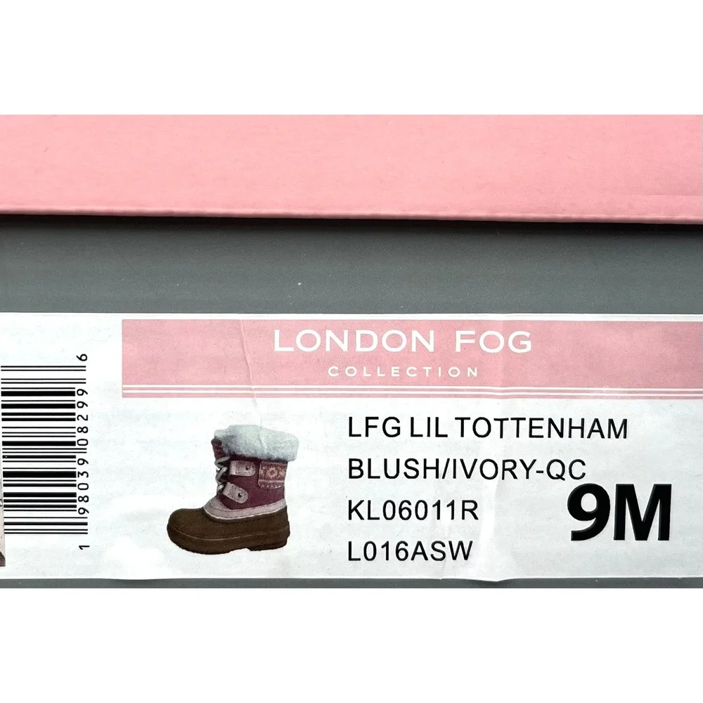 London Fog Toddler Girls Mid-Calf Snow Boots Size 9 Pink-Tan Faux Fur Waterproof